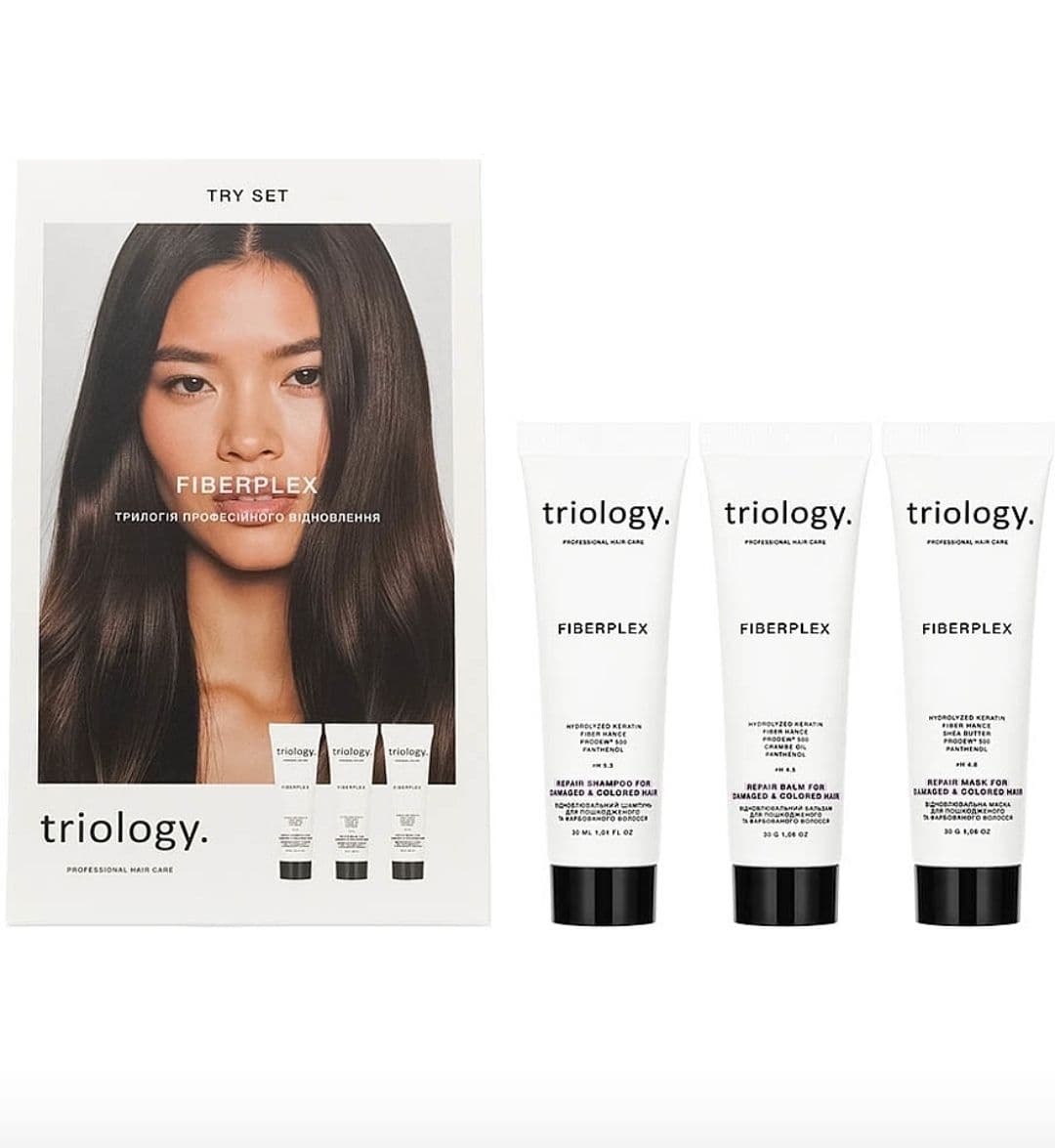 Набір трилогія професійного відновлення Triology. Fiberplex Try Set (shm/30ml + h/balm/30g + h/mask/30g)