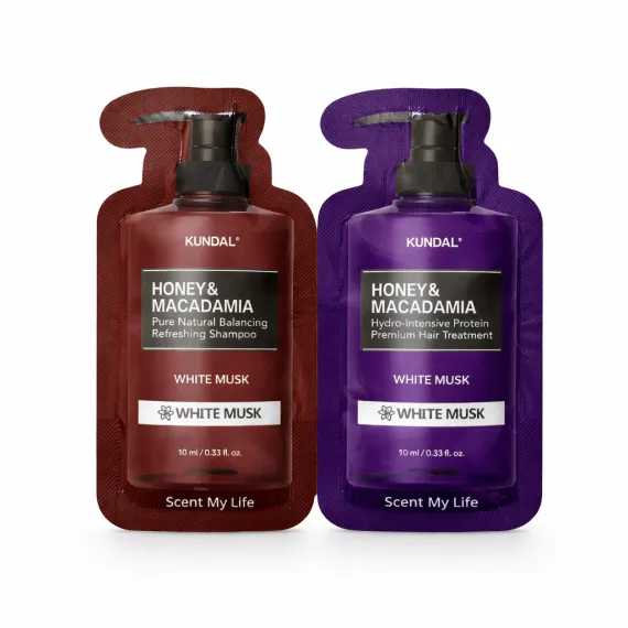 Пробнік Шампунь + Кондиціонер "Білий мускус" Kundal Honey&Macadamia White Musk 10ml+10ml
