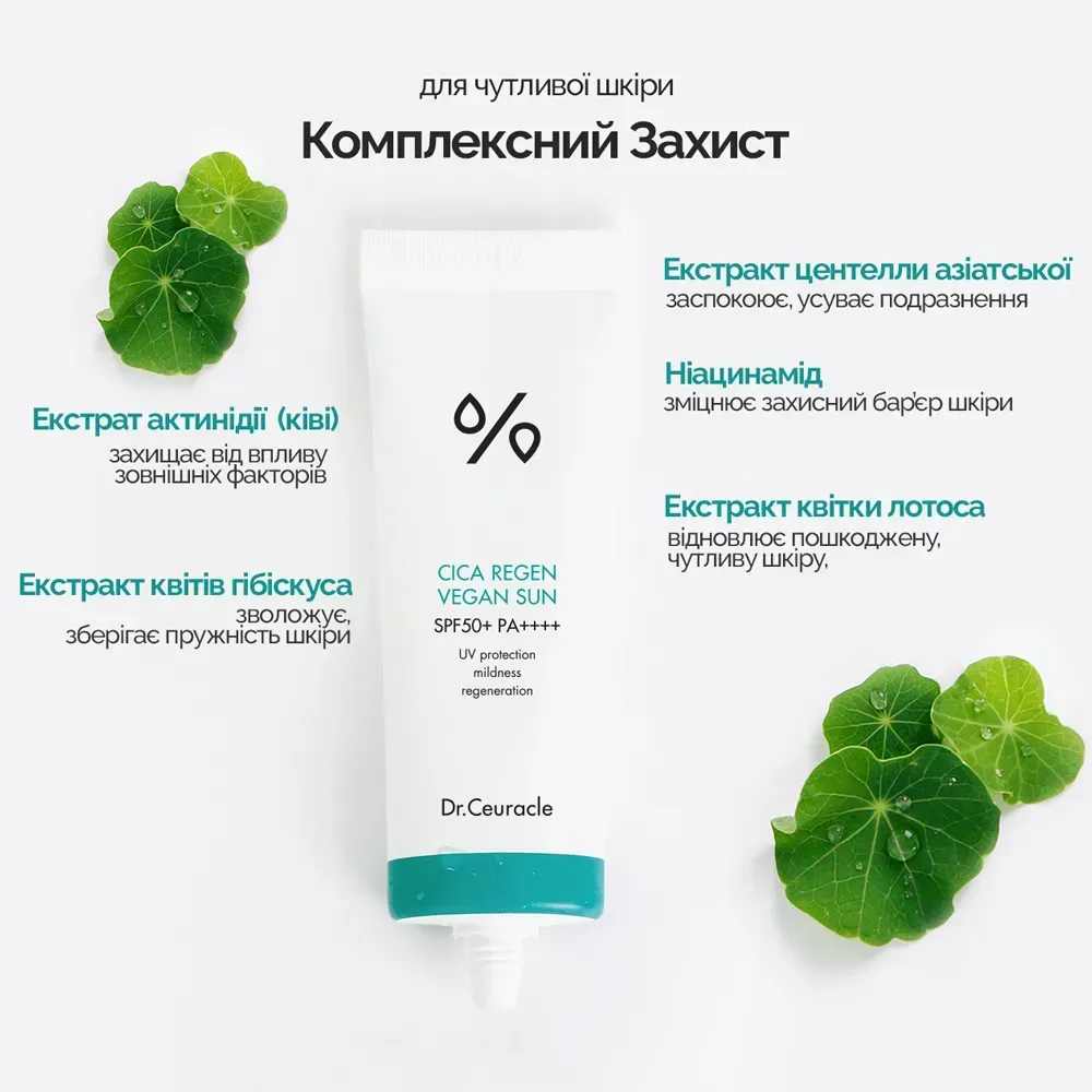 Набір сонцезахисних веганських кремів з центелою Dr.Ceuracle Cica Regen Vegun Sun Set 2