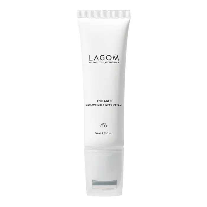 Крем для шиї та декольте з роликовим аплікатором LAGOM Collagen Anti-Wrinkle Neck Cream