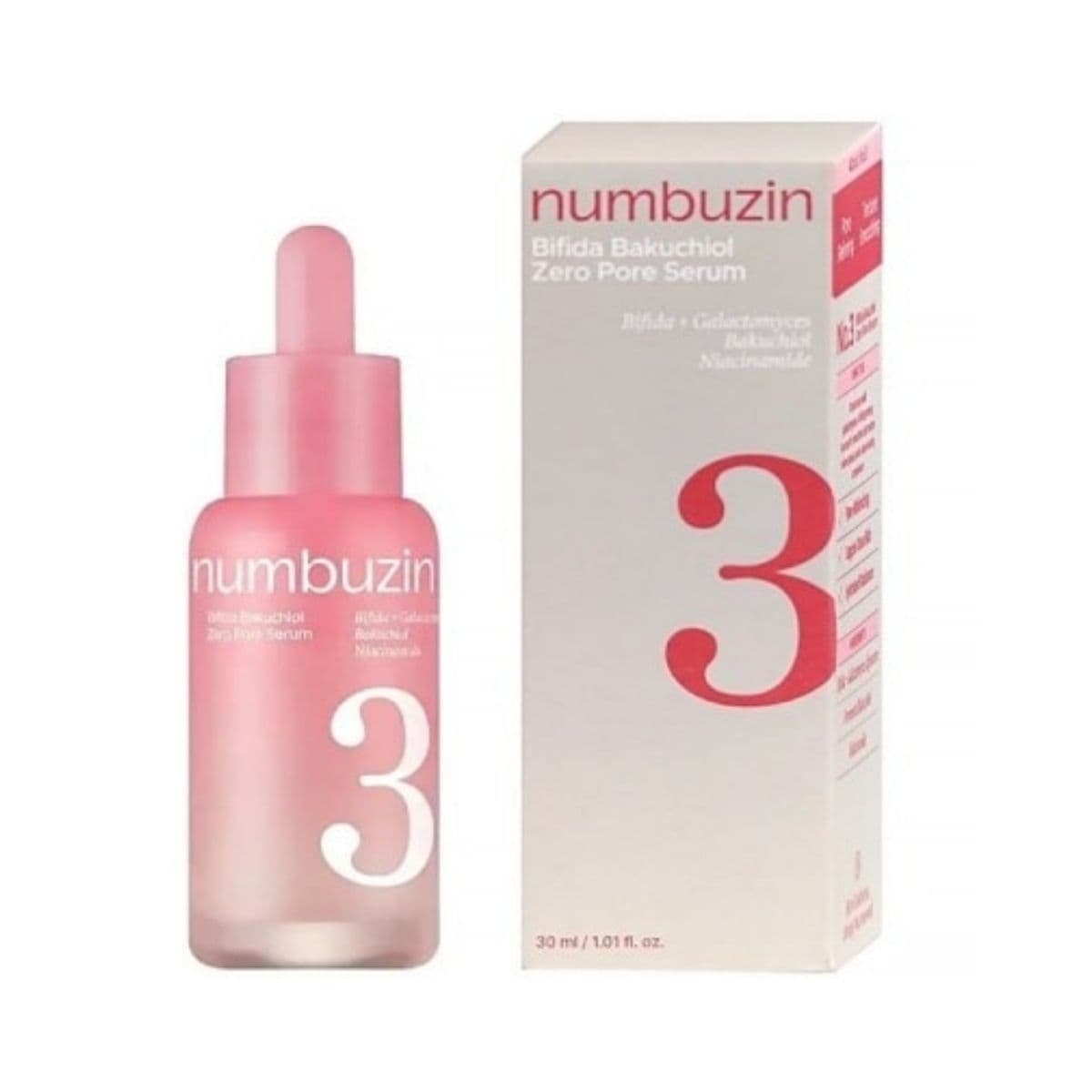 Сироватка для звуження пор з бакучіолом і ніацинамідом Numbuzin No.3 Bifida Bakuchiol Zero Pore Serum