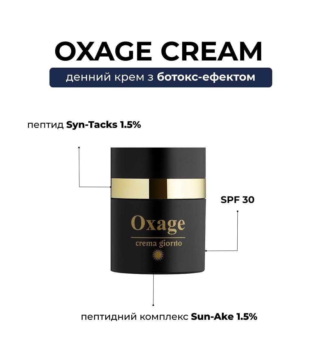 Антивіковий крем з пептидами та сонцезахисним фільтром Braderm Oxage Cream, spf 30 2
