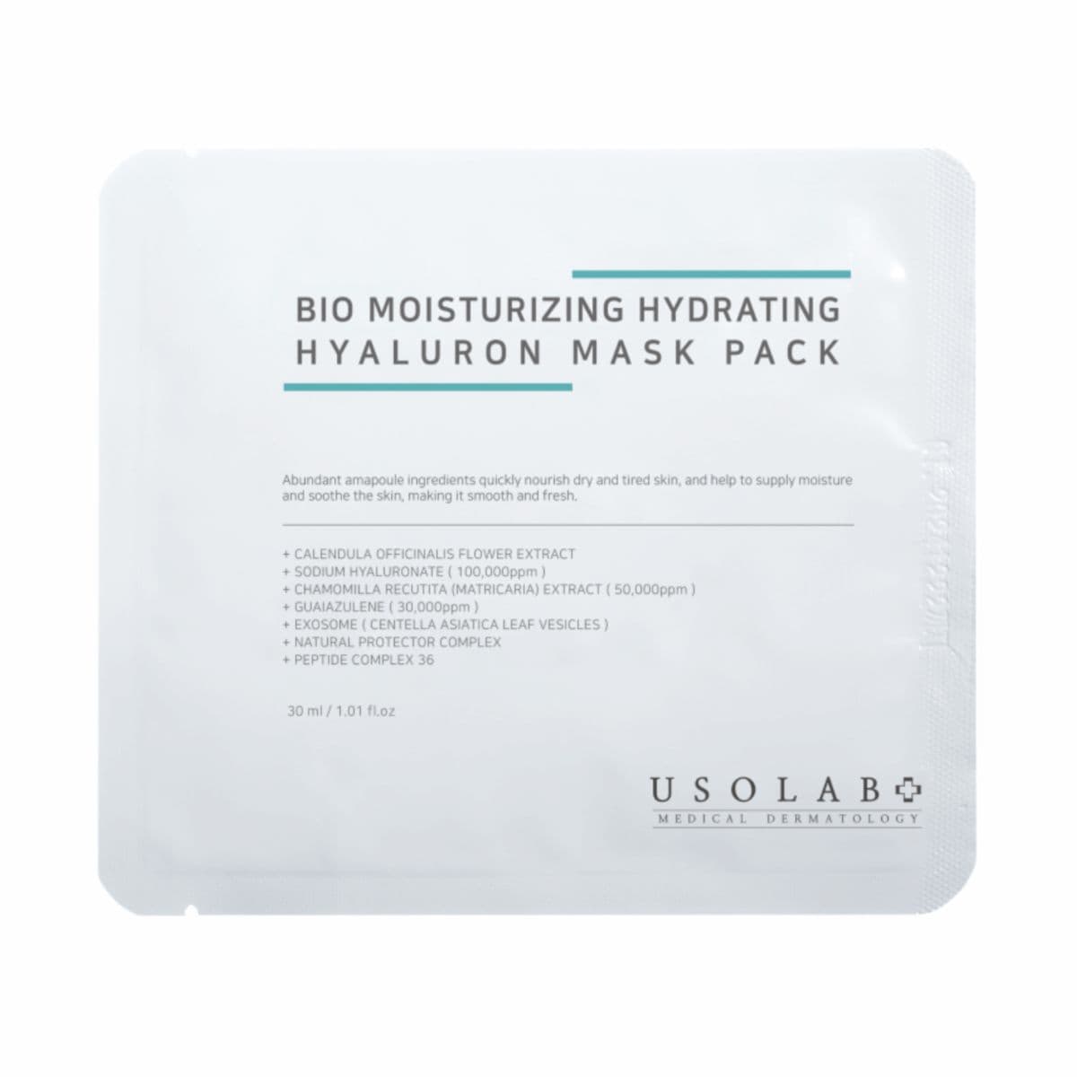 Зволожуюча, заспокійлива та омолоджуюча маска USOLAB Bio Moisturizing Hydrating Hyaluron Mask