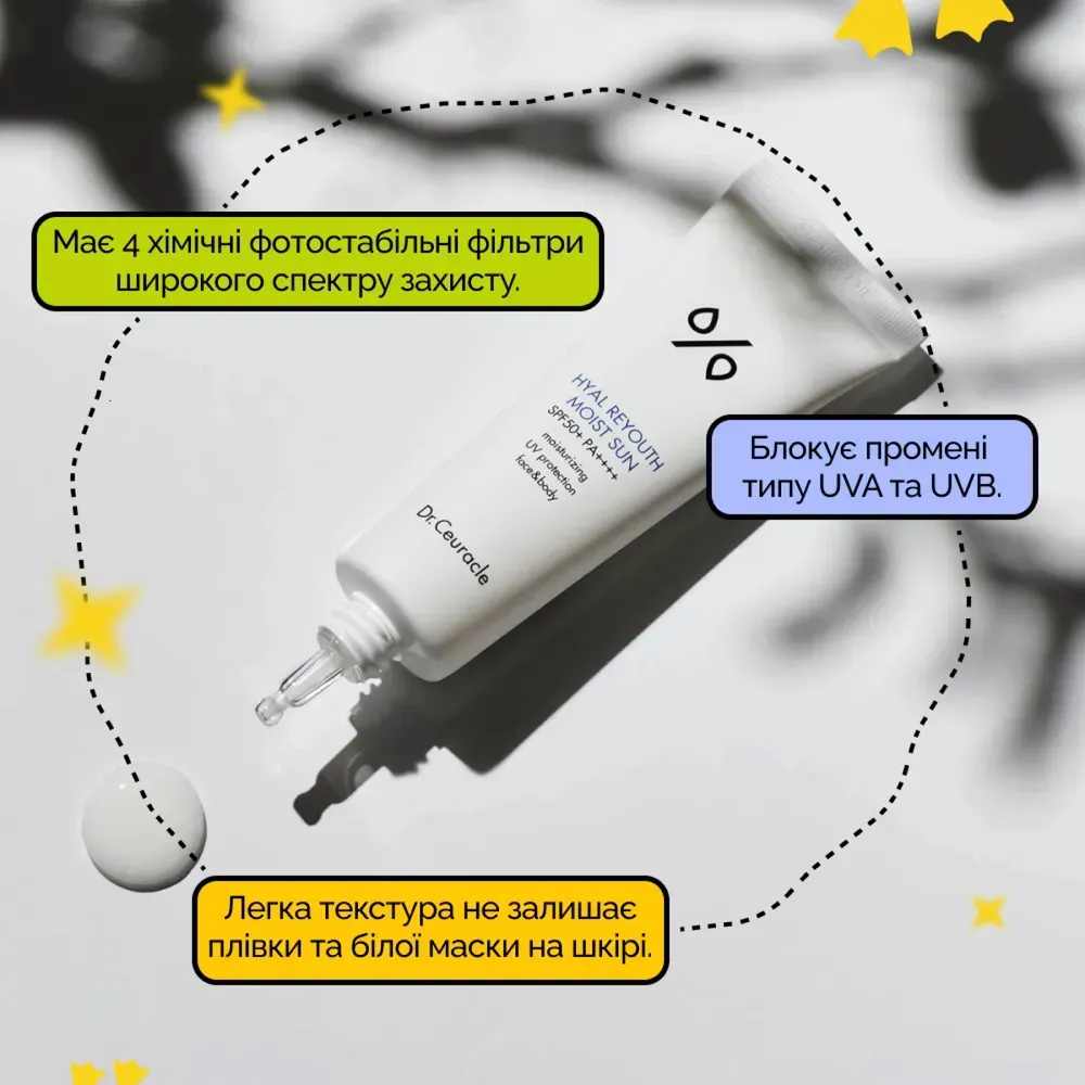 Набір зволожуючих сонцезахисних кремів SPF 50+/PA++++ Dr.Ceuracle Hyal Reyouth Moist Sun Duo Set 2