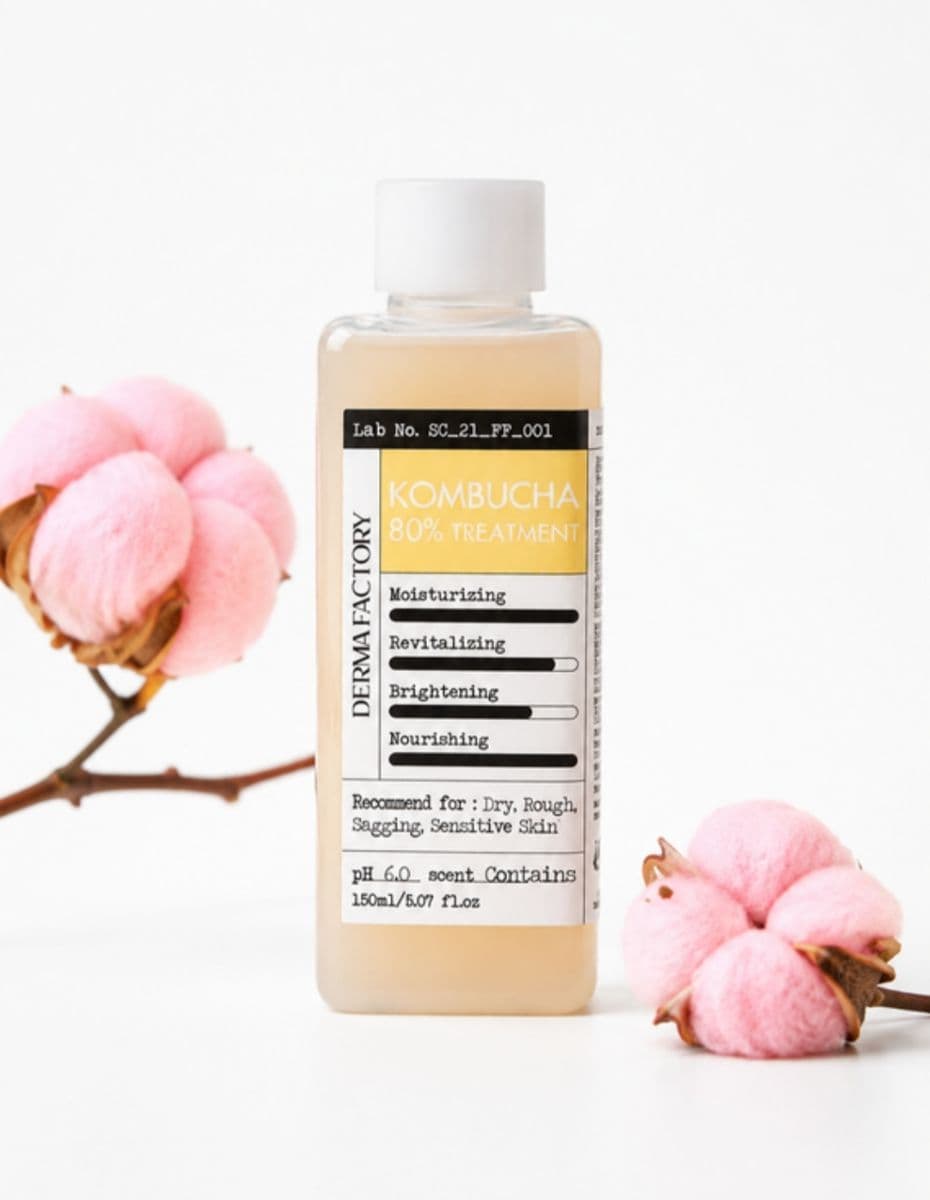 Поживна есенція- тонер для обличчя з екстрактом комбучі DERMA FACTORY Kombucha 80% Treatment